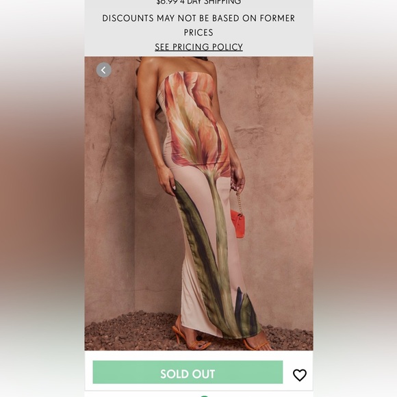 PrettyLittleThing viral dress - tulip flower maxi dress, strapless column dress - Picture 9 of 9